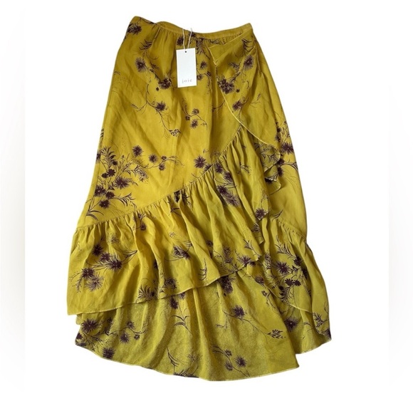 Joie Mustard Floral High-Low Wrap Skirt - Picture 2 of 5